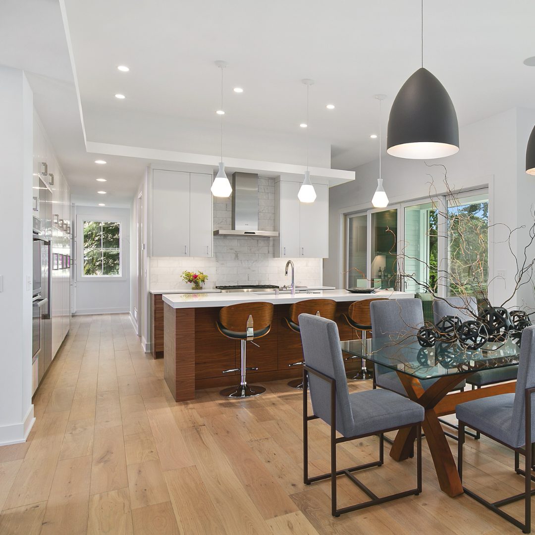 Modern Cary kitchen with recessed ceiling lighting