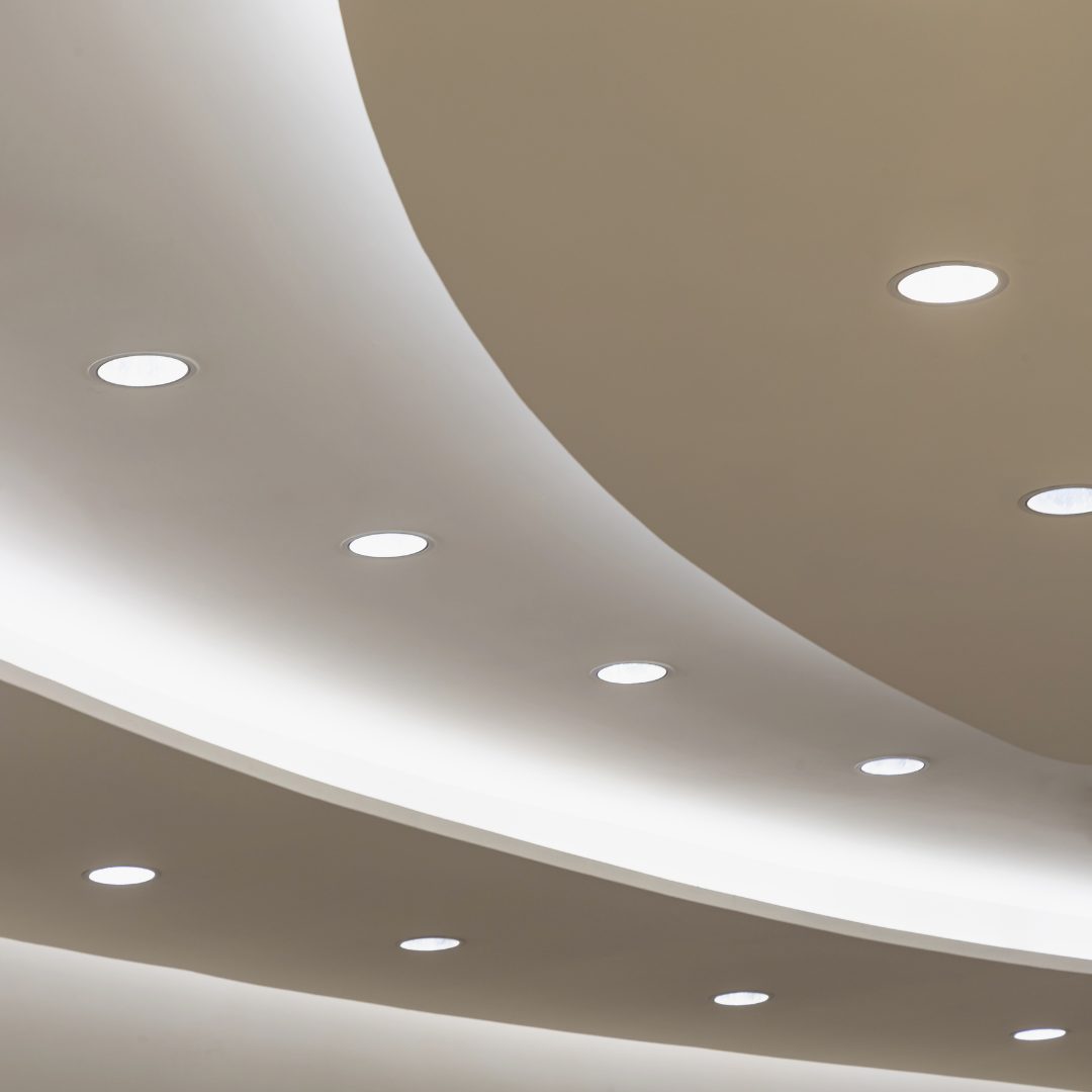 Recessed ceiling lighting installed in a Durham space