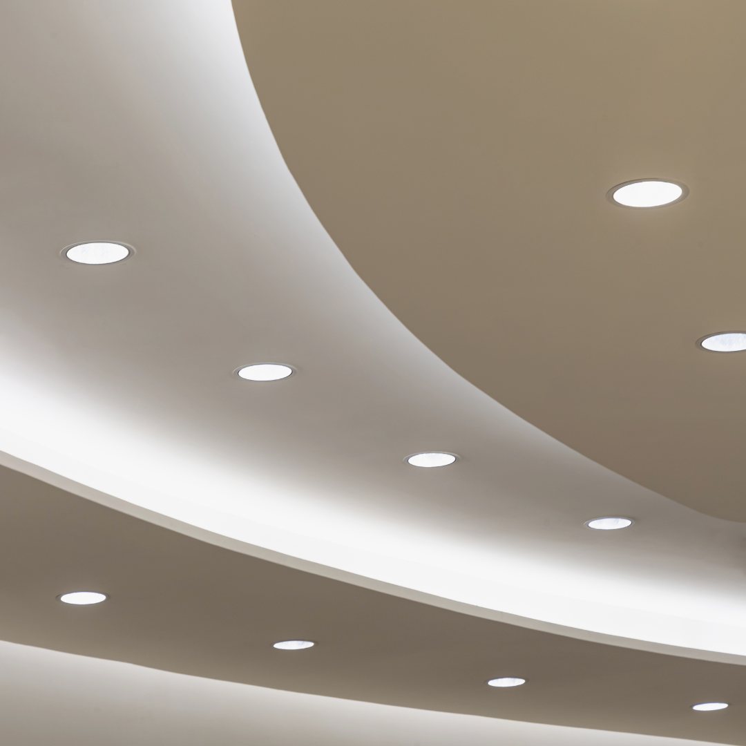 Recessed ceiling lighting installed in a Rolesville space